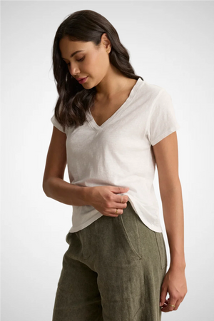 Velvet By Graham & Spencer Eli07 Original 100% Cotton Top | White + Pacific