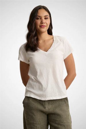 Velvet By Graham & Spencer Eli07 Original 100% Cotton Top | White + Pacific