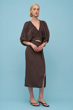 Astrid Woven Skirt | Brown