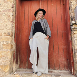 Pokoloko Crinkle Palazzo Pant | Black + Cream