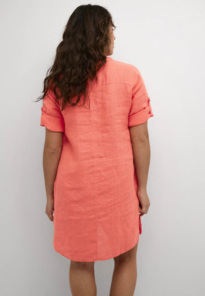 Cream Bellis Short 100% Linen Caftan Dress | Rose