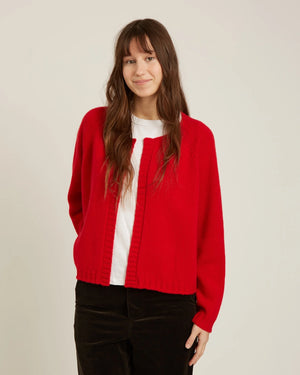Naif Filla 100% Merino Wool Cardigan | Red