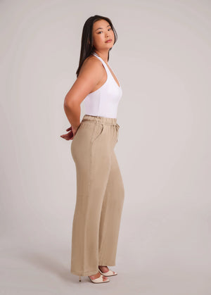 Second Yoga Jeans Belted 100% Linen Pants | Sand