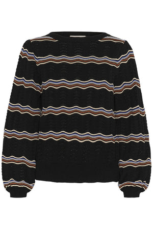 Cream Wavy Knit Pullover | Black Wavy Stripe
