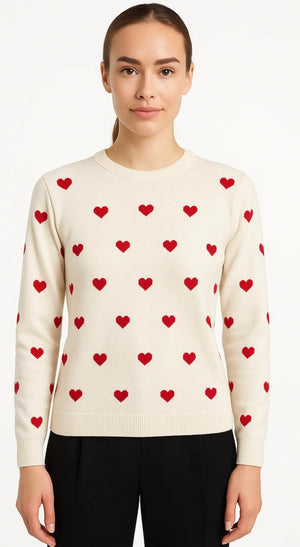Canada Knitwear Falling Hearts Sweater | Natural