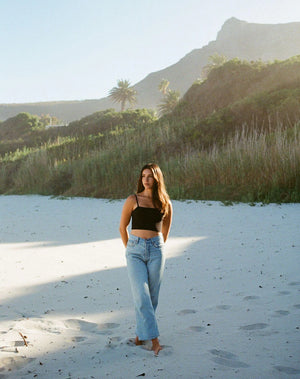 Huha Tata Crop Cami | Black + Grey