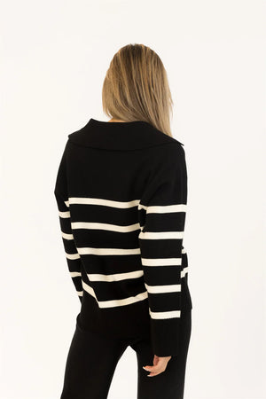 Lyla & Lux Bella Pullover | Black + White Stripe