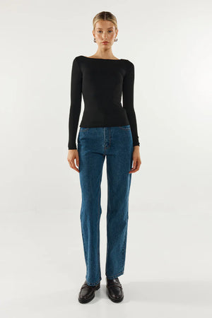 Madison The Label Caden Top | Shiraz, Black & White