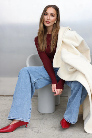 Madison The Label Caden Top | Shiraz, Black & White