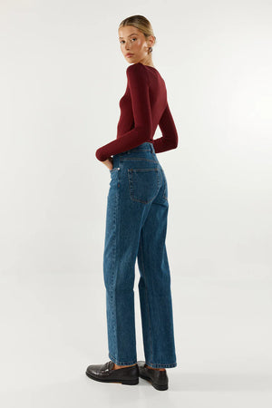 Madison The Label Caden Top | Shiraz, Black & White