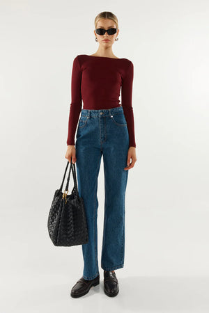 Madison The Label Caden Top | Shiraz, Black & White