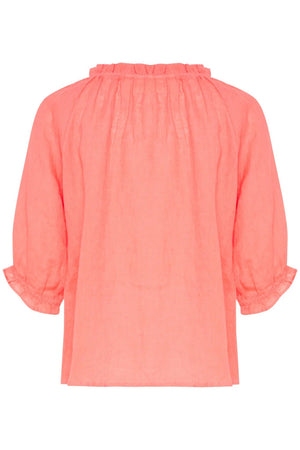 Cream Bellis 100% Linen Lace Blouse | Rose + Black