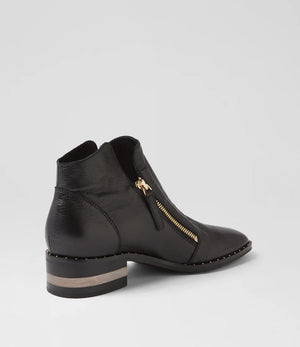 Django & Juliette Floriss Leather Ankle Boots | Black