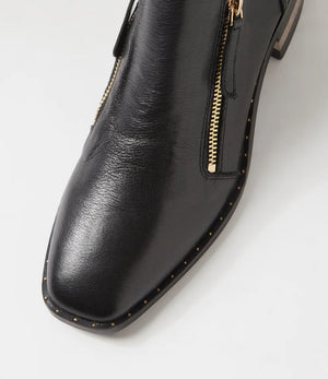 Django & Juliette Floriss Leather Ankle Boots | Black