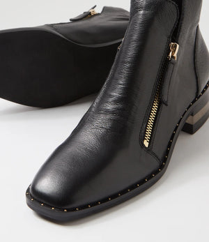 Django & Juliette Floriss Leather Ankle Boots | Black