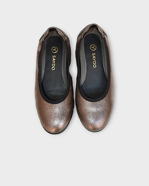 Saydo Filbert leather Ballet Flats | Gunmetal + Black
