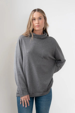 Echo Verde Boyfriend Mock Neck Sweater | Charcoal