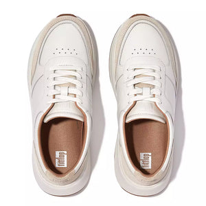 Fit Flop Leather/Suede Flatform Sneakers | Urban White + Black
