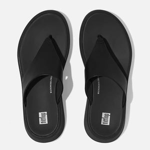 Fit Flop F-MODE Leather Flatform Toe-Post Sandals | Black