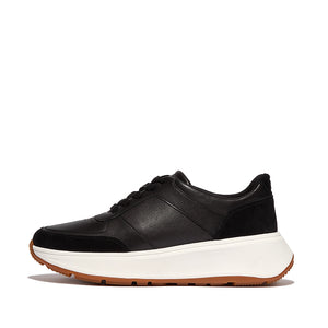 Fit Flop Leather/Suede Flatform Sneakers | Urban White + Black