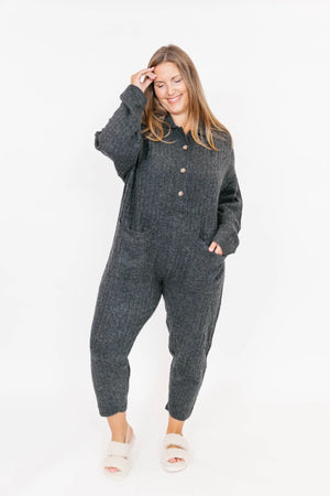 Smash & Tess Florence Cable Knit Romper | Charcoal