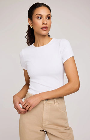 Gentle Fawn Shania Ribbed Shirt | White + Black/White
