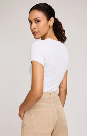 Gentle Fawn Shania Ribbed Shirt | White + Black/White