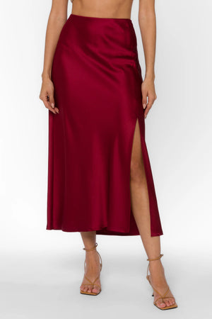 Velvet Heart Gypsy Satin Skirt | Crimson