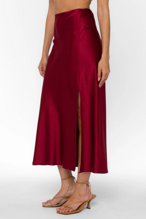 Velvet Heart Gypsy Satin Skirt | Crimson