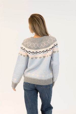 Lyla & Luxe Top Hollyfair Nordic Pullover | Blue Grey
