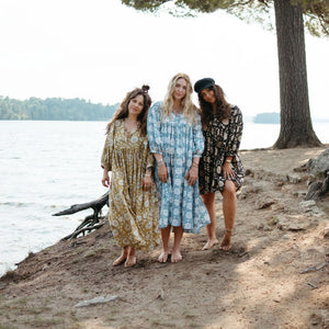 Pokoloko Mira Midi Dress | Blue + Gold