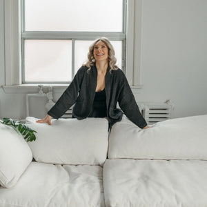 Pokoloko Crinkle Short Jacket | Cream + Black