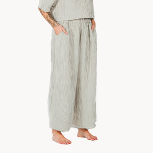Pokoloko Striped Crinkle Cotton Palazzo Pants | Stripe