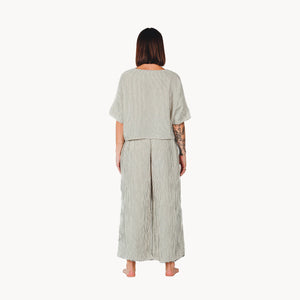 Pokoloko Striped Crinkle Cotton Palazzo Pants | Stripe