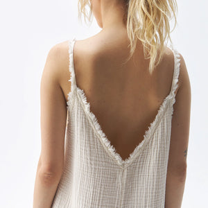 Pokoloko Crinkle Strappy Dress | Cream + Black