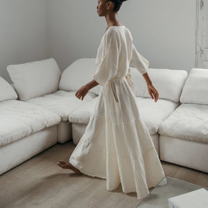 Pokoloko Crinkle Skirt Pants | Cream + Black