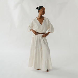 Pokoloko Crinkle Skirt Pants | Cream + Black