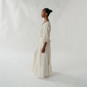 Pokoloko Crinkle Skirt Pants | Cream + Black