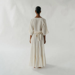 Pokoloko Crinkle Skirt Pants | Cream + Black