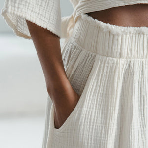 Pokoloko Crinkle Skirt Pants | Cream + Black