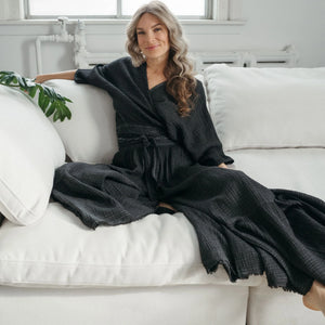 Pokoloko Crinkle Skirt Pants | Cream + Black