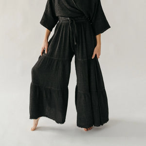 Pokoloko Crinkle Skirt Pants | Cream + Black