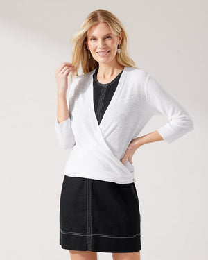 Tommy Bahama Addison Linen Cardigan | White + Black