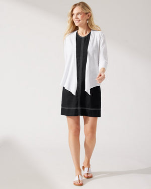 Tommy Bahama Addison Linen Cardigan | White + Black