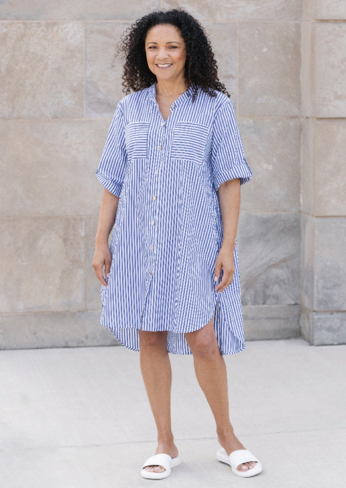 Shannon Passero Cinta Shirt Dress | Navy Stripe