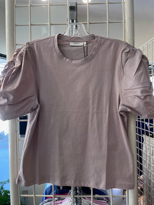 Inwear Payana Woven Trim T-Shirt | White + Dusty Blush