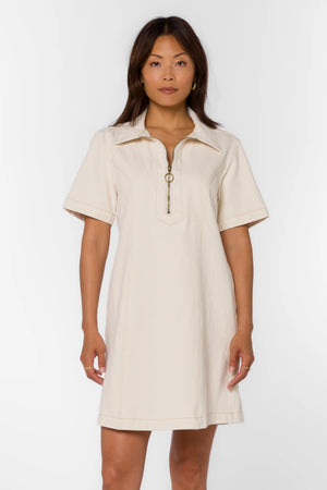 Velvet Heart Lia 100% Cotton Dress | Ecru