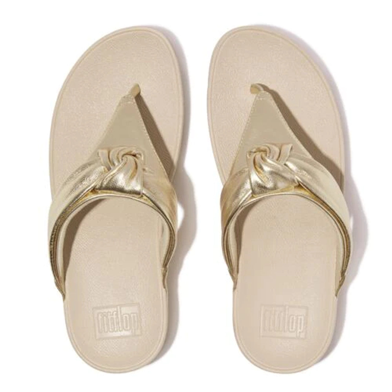 FitFlop Lulu Padded Knot Toe Post Leather Sandals | Platino