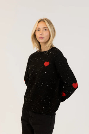 Lyla & Lux Philippa Pullover | Black Red Fleck