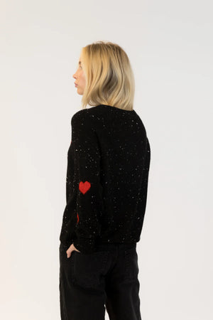 Lyla & Lux Philippa Pullover | Black Red Fleck